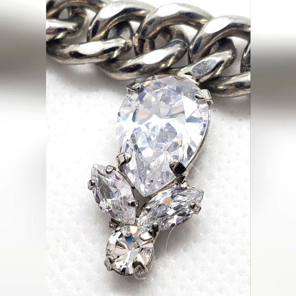 ABS Allen Schwartz - necklace-silver Metal -crystal/rhinestones-pre-owned - Picture 3 of 9